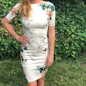 Flowered Fitted Dress